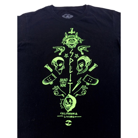 split Other - Split Black Graphic T Shirt Skater California M